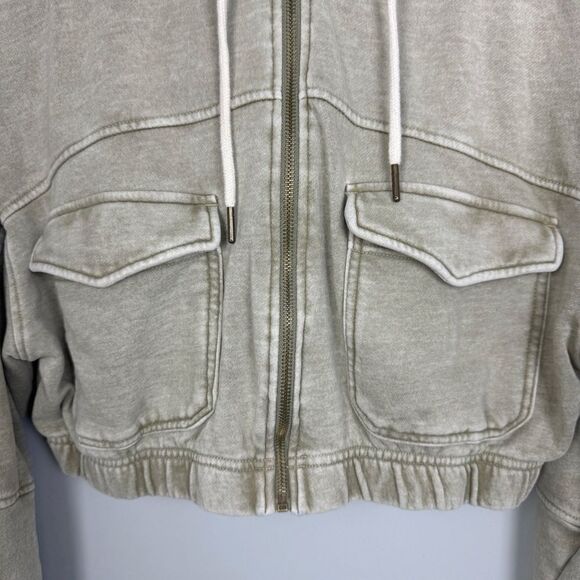 URBAN OUTFITTERS | Yogi Cropped Zip Fleece Hoodie Acid Wash Green Women’s Size M - Picture 6 of 11